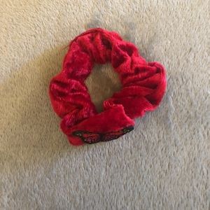 Red scrunchie with a butterfly